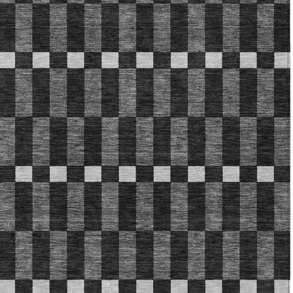 10' X 14' Black And Graphite Geometric Washable Indoor Outdoor Area Rug Homeroots Outdoor