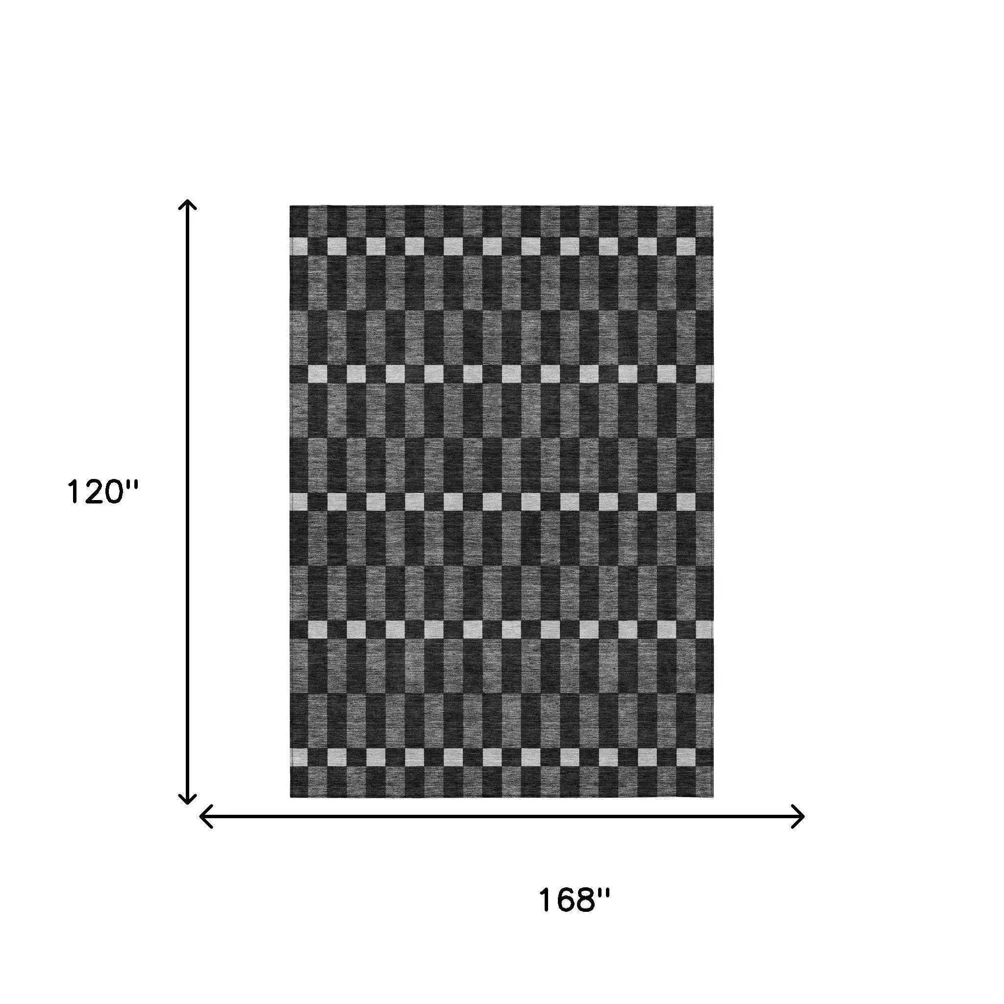 10' X 14' Black And Graphite Geometric Washable Indoor Outdoor Area Rug Homeroots Outdoor