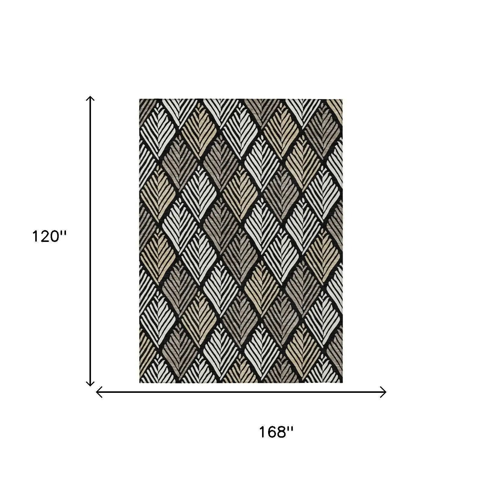 10' X 14' Black And Graphite Geometric Washable Indoor Outdoor Area Rug Homeroots Outdoor