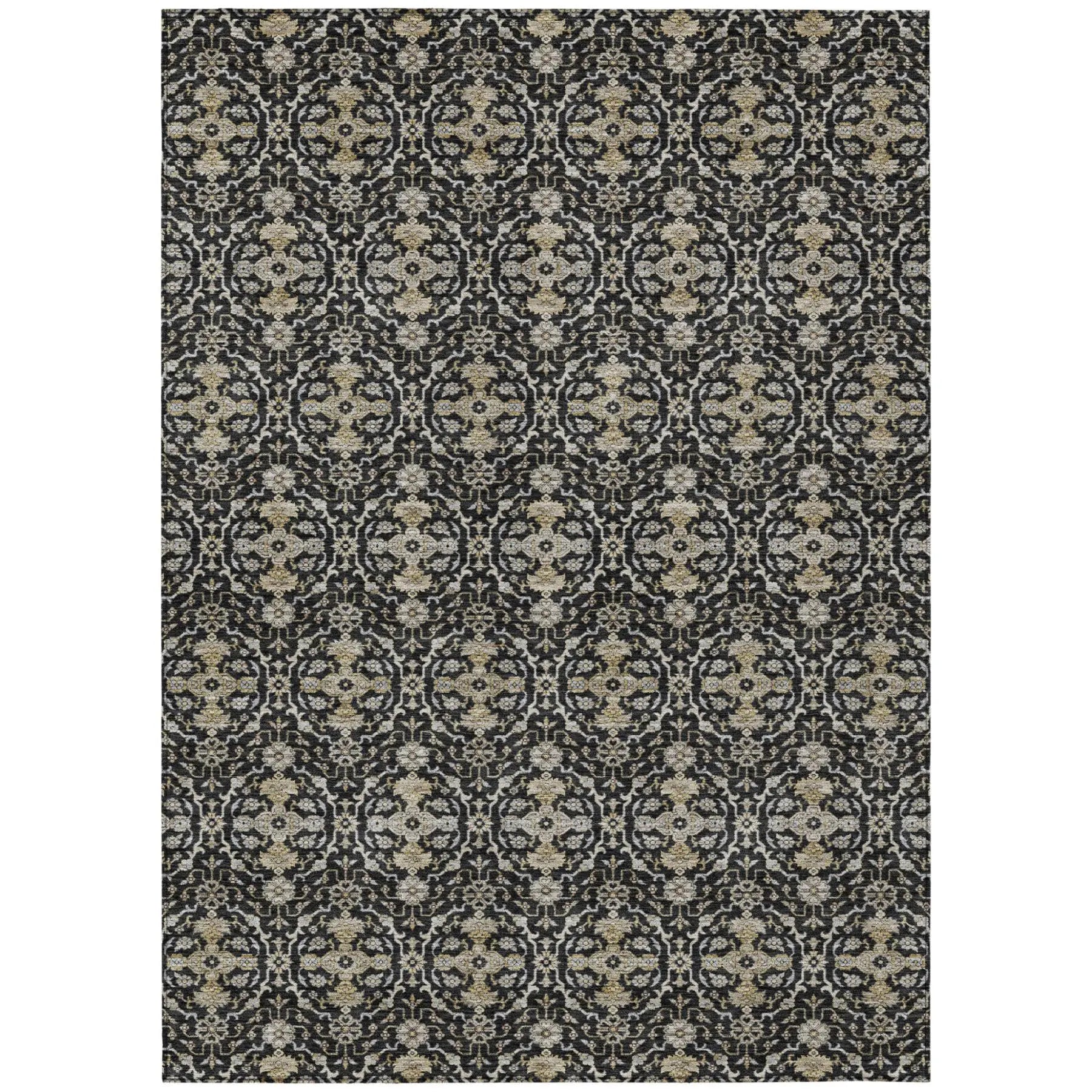 10' X 14' Black And Graphite Oriental Washable Indoor Outdoor Area Rug Homeroots Outdoor