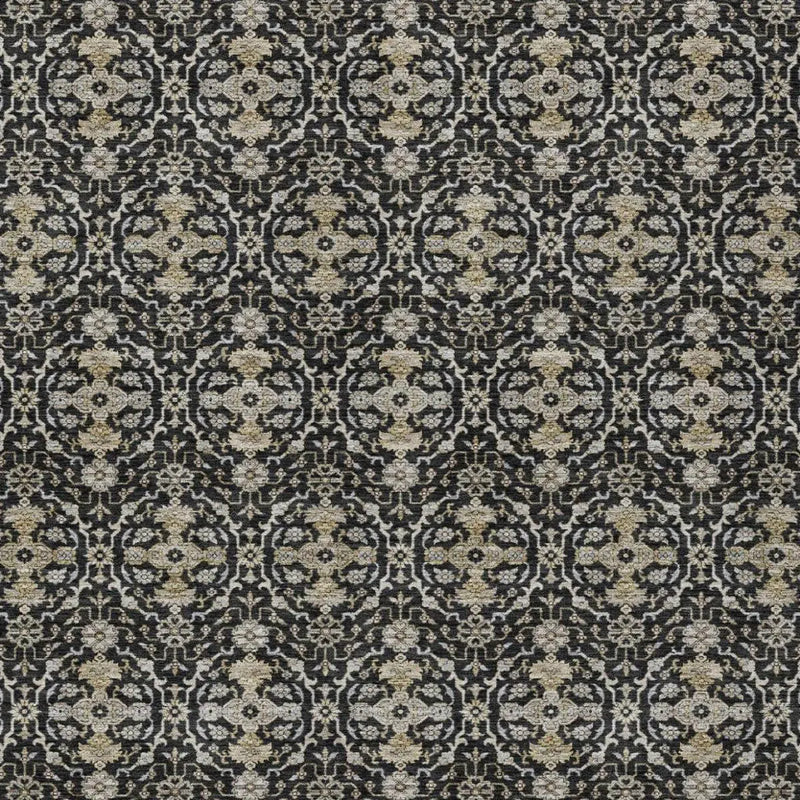 10' X 14' Black And Graphite Oriental Washable Indoor Outdoor Area Rug Homeroots Outdoor