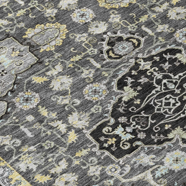 10' X 14' Black And Graphite Oriental Washable Indoor Outdoor Area Rug Homeroots Outdoor