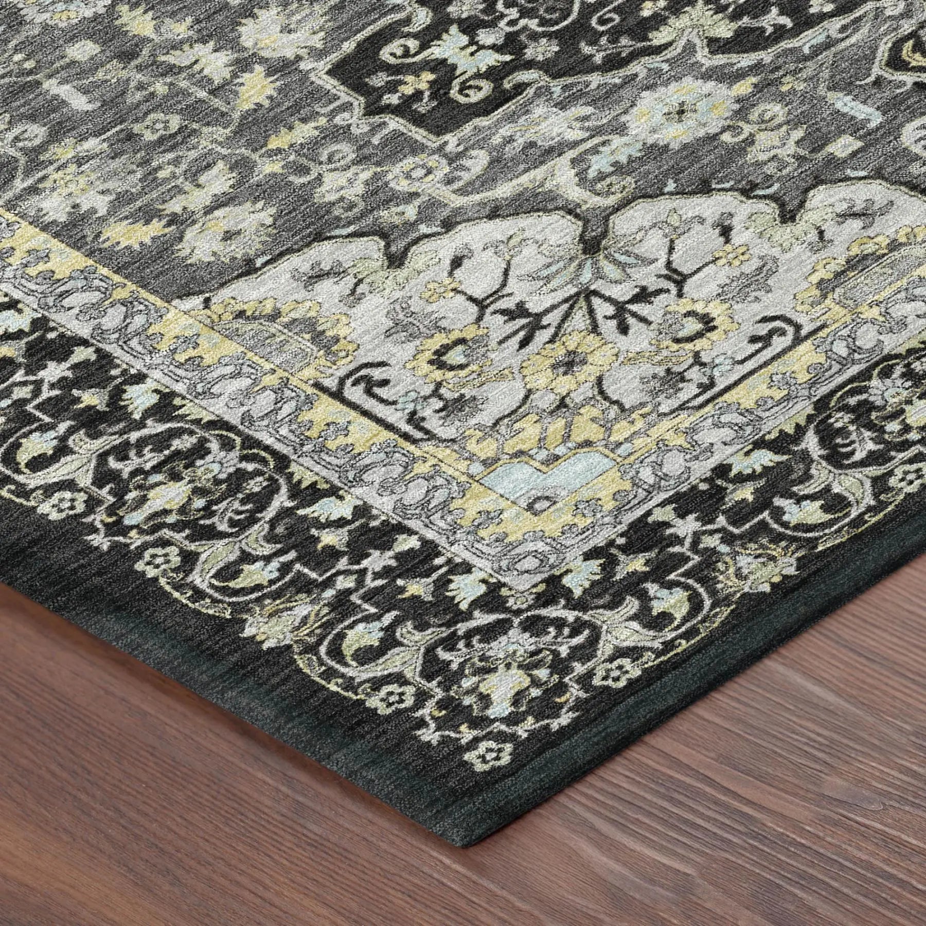 10' X 14' Black And Graphite Oriental Washable Indoor Outdoor Area Rug Homeroots Outdoor