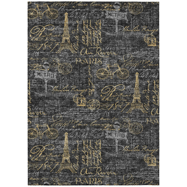 10' X 14' Black And Graphite Southwestern Washable Indoor Outdoor Area Rug Homeroots Outdoor