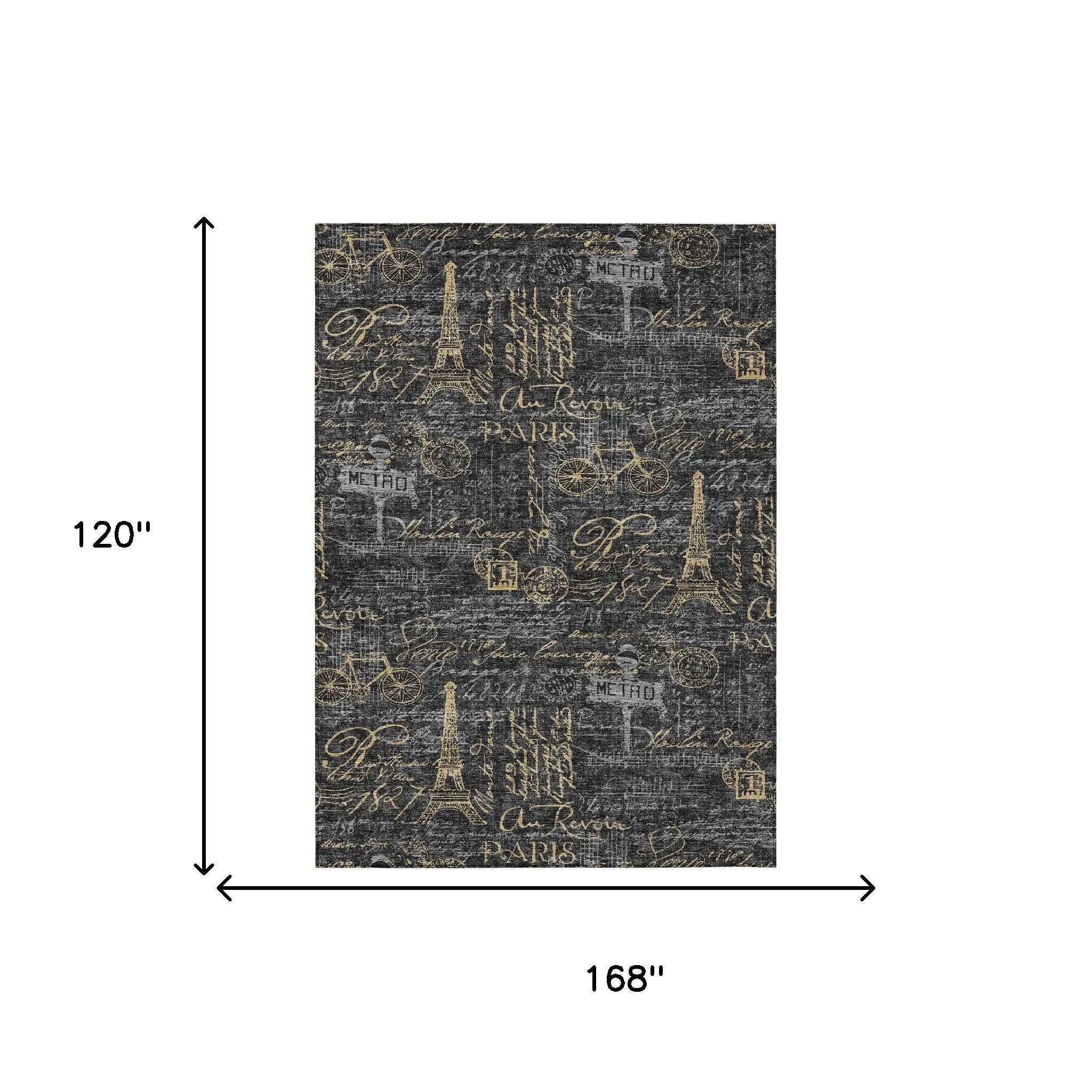 10' X 14' Black And Graphite Southwestern Washable Indoor Outdoor Area Rug Homeroots Outdoor