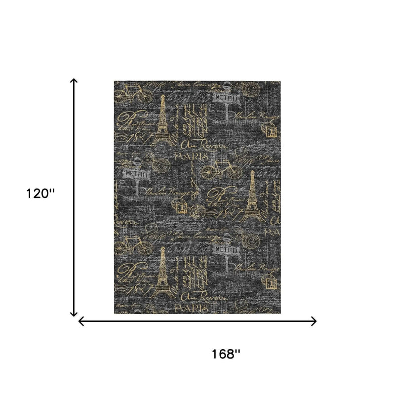 10' X 14' Black And Graphite Southwestern Washable Indoor Outdoor Area Rug Homeroots Outdoor