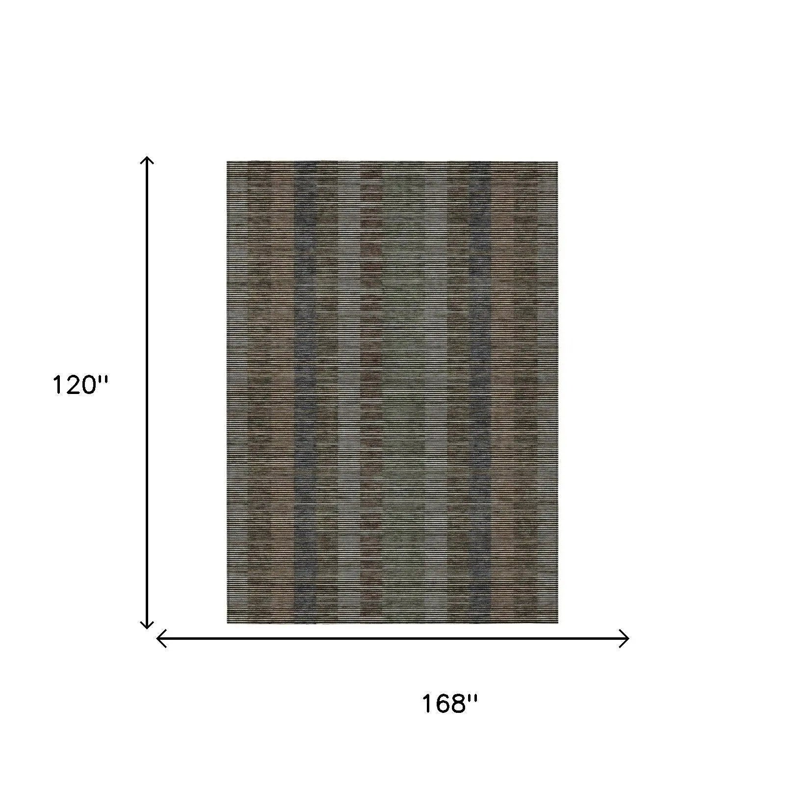 10' X 14' Black And Graphite Striped Washable Indoor Outdoor Area Rug Homeroots Outdoor