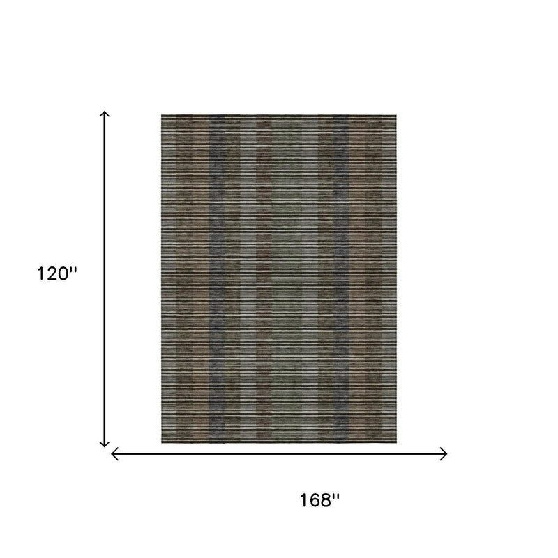 10' X 14' Black And Graphite Striped Washable Indoor Outdoor Area Rug Homeroots Outdoor