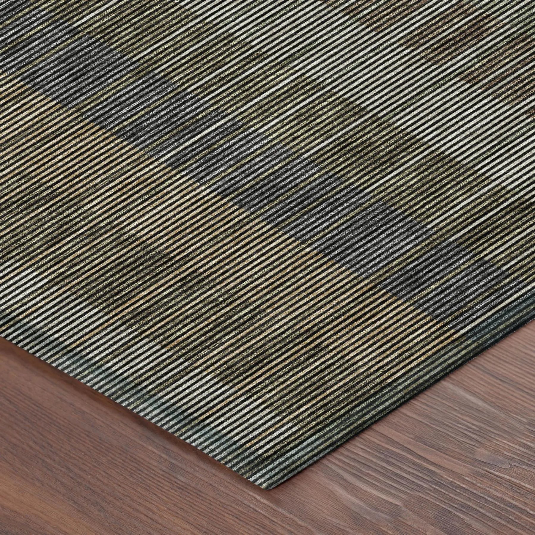 10' X 14' Black And Graphite Striped Washable Indoor Outdoor Area Rug Homeroots Outdoor