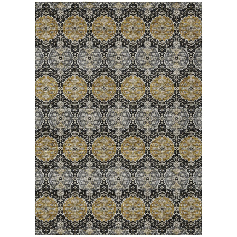 10' X 14' Black And Graphite Striped Washable Indoor Outdoor Area Rug Homeroots Outdoor