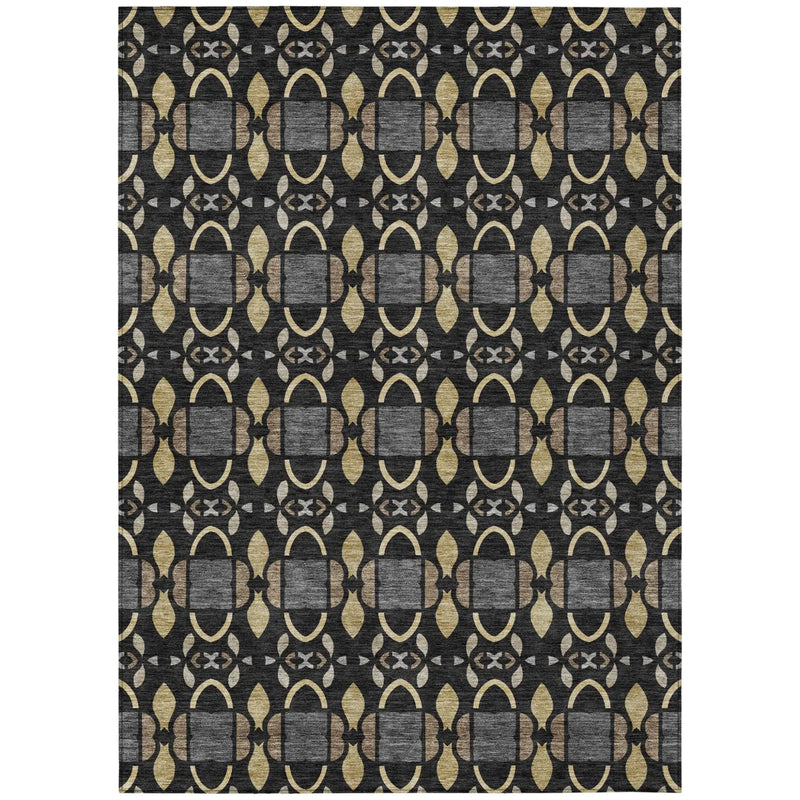 10' X 14' Black And Graphite Striped Washable Indoor Outdoor Area Rug Homeroots Outdoor