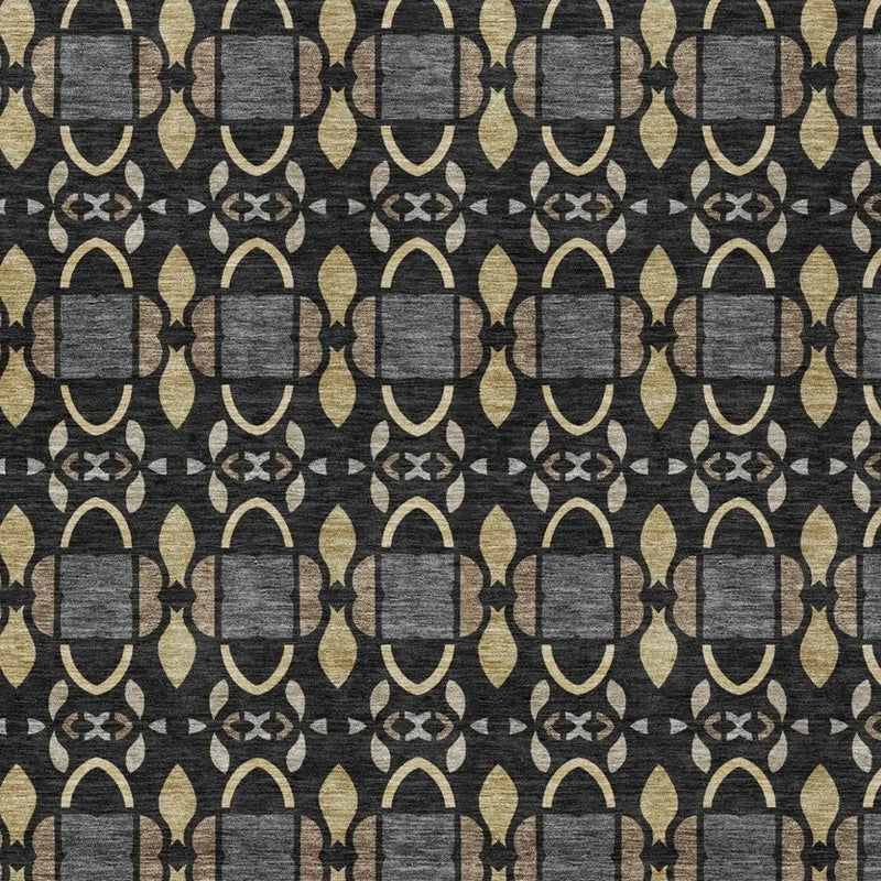 10' X 14' Black And Graphite Striped Washable Indoor Outdoor Area Rug Homeroots Outdoor