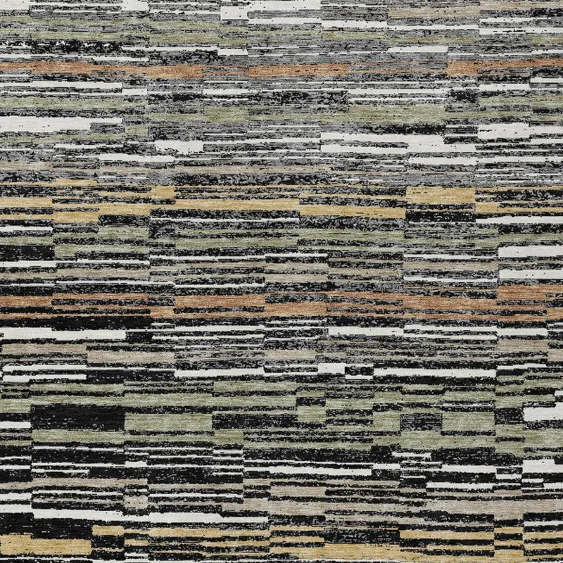 10' X 14' Black And Graphite Striped Washable Indoor Outdoor Area Rug Homeroots Outdoor