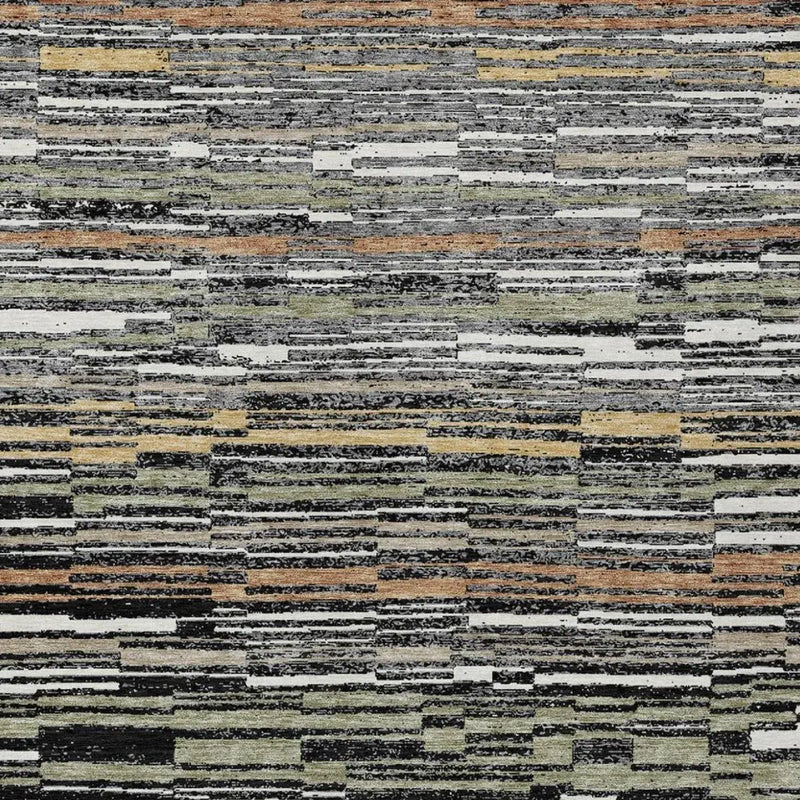 10' X 14' Black And Graphite Striped Washable Indoor Outdoor Area Rug Homeroots Outdoor