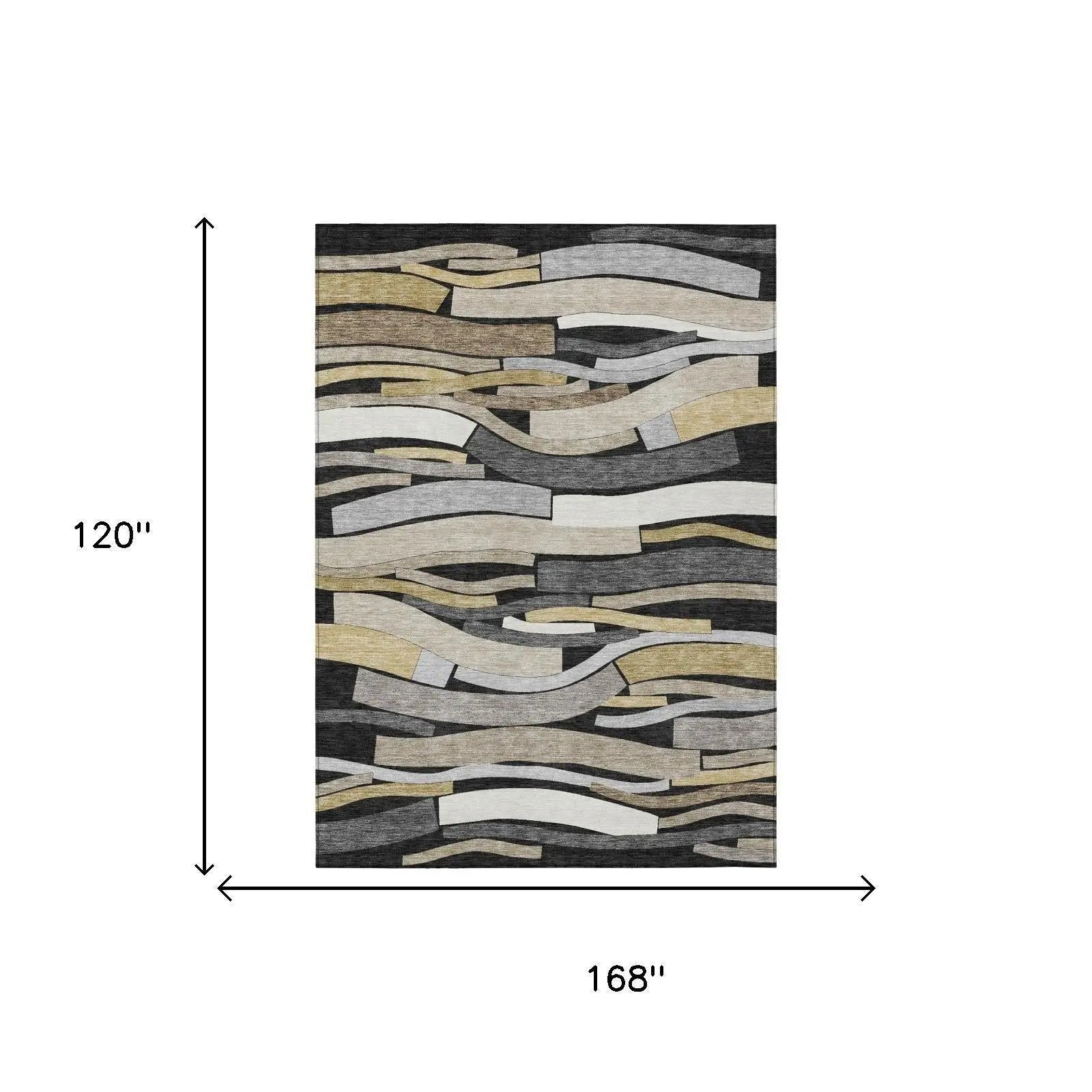 10' X 14' Black And Graphite Striped Washable Indoor Outdoor Area Rug Homeroots Outdoor