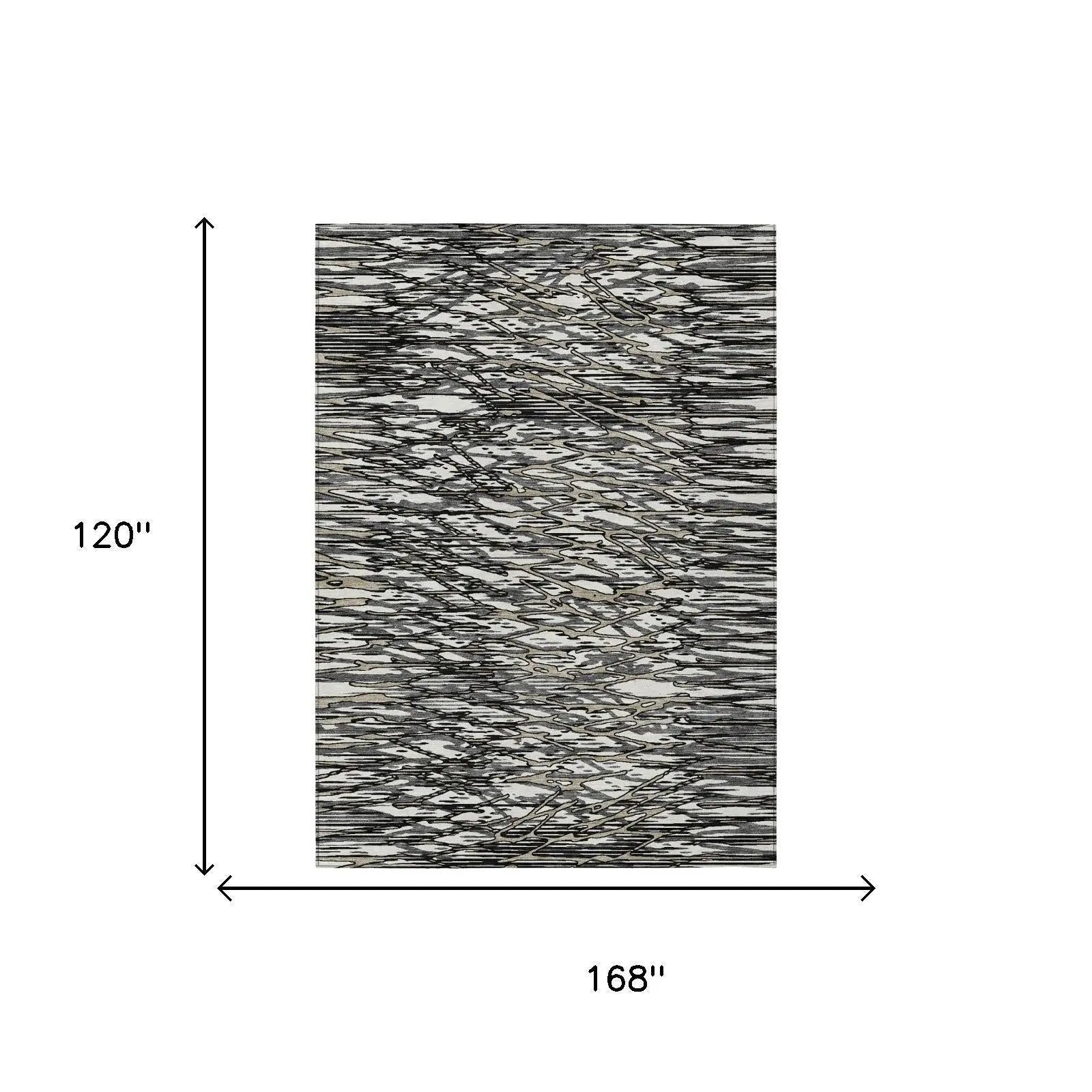 10' X 14' Black And Gray Abstract Washable Indoor Outdoor Area Rug Homeroots Outdoor