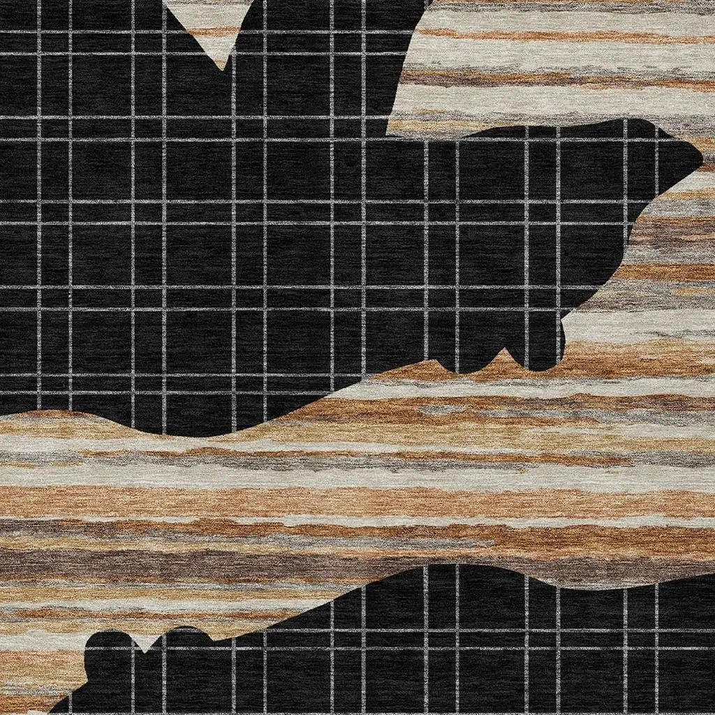 10' X 14' Black And Gray Abstract Washable Indoor Outdoor Area Rug Homeroots Outdoor