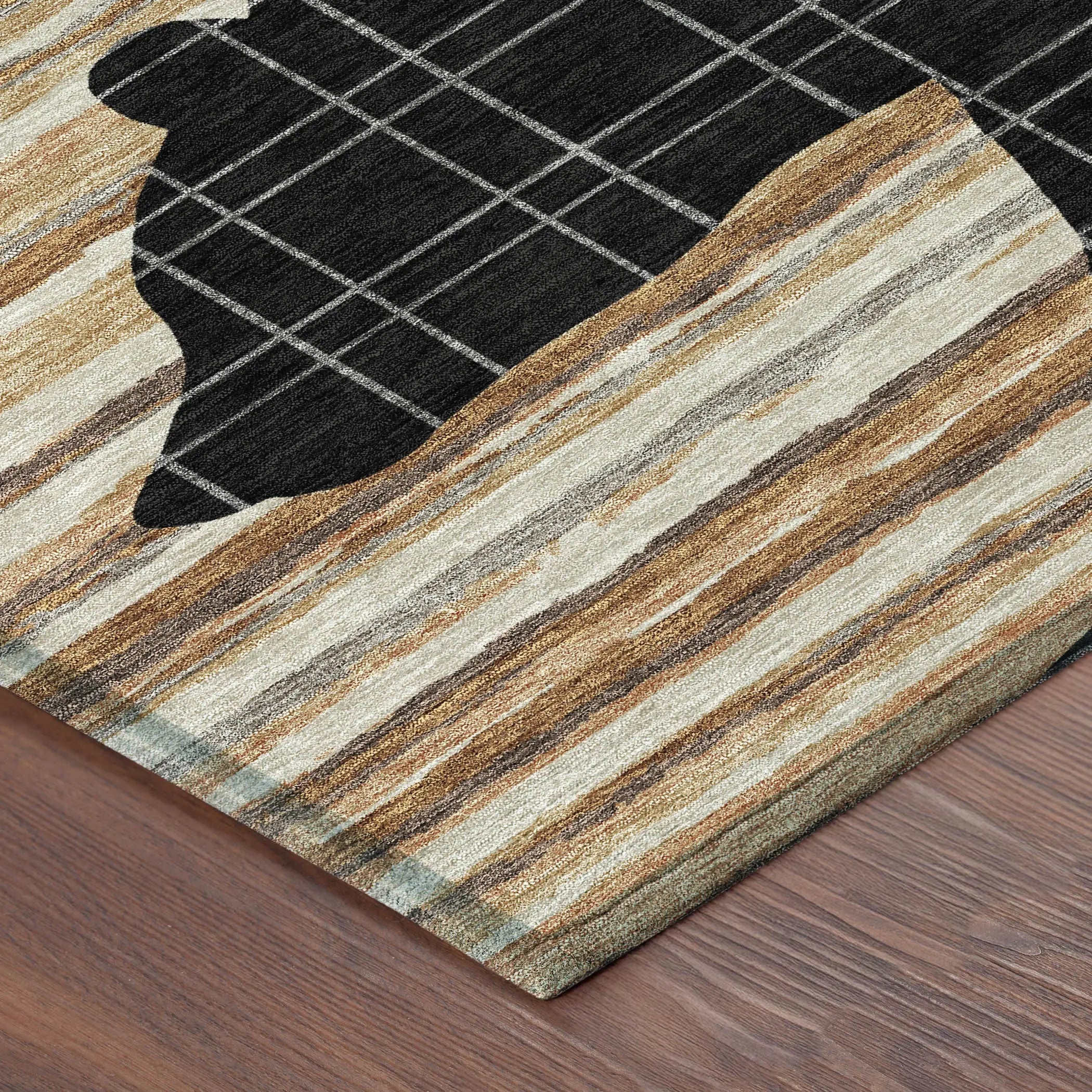 10' X 14' Black And Gray Abstract Washable Indoor Outdoor Area Rug Homeroots Outdoor