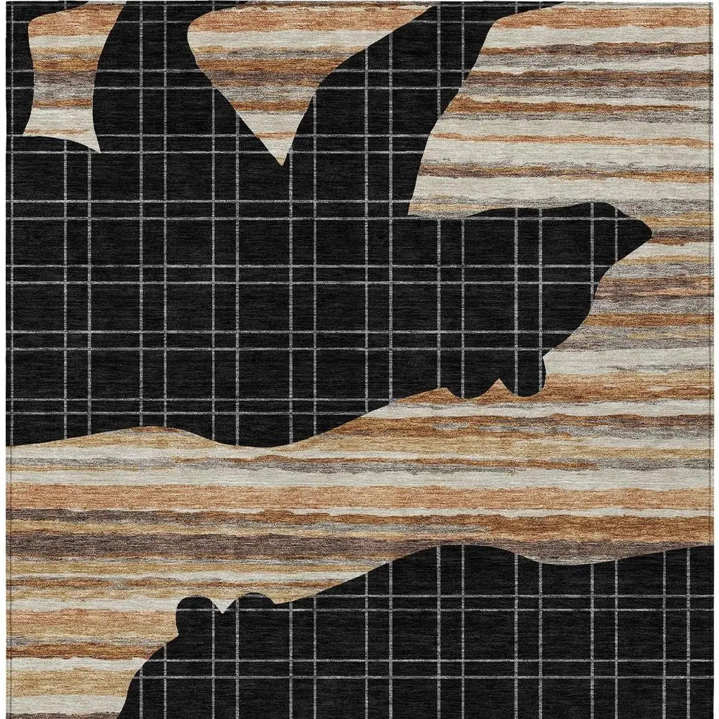 10' X 14' Black And Gray Abstract Washable Indoor Outdoor Area Rug Homeroots Outdoor