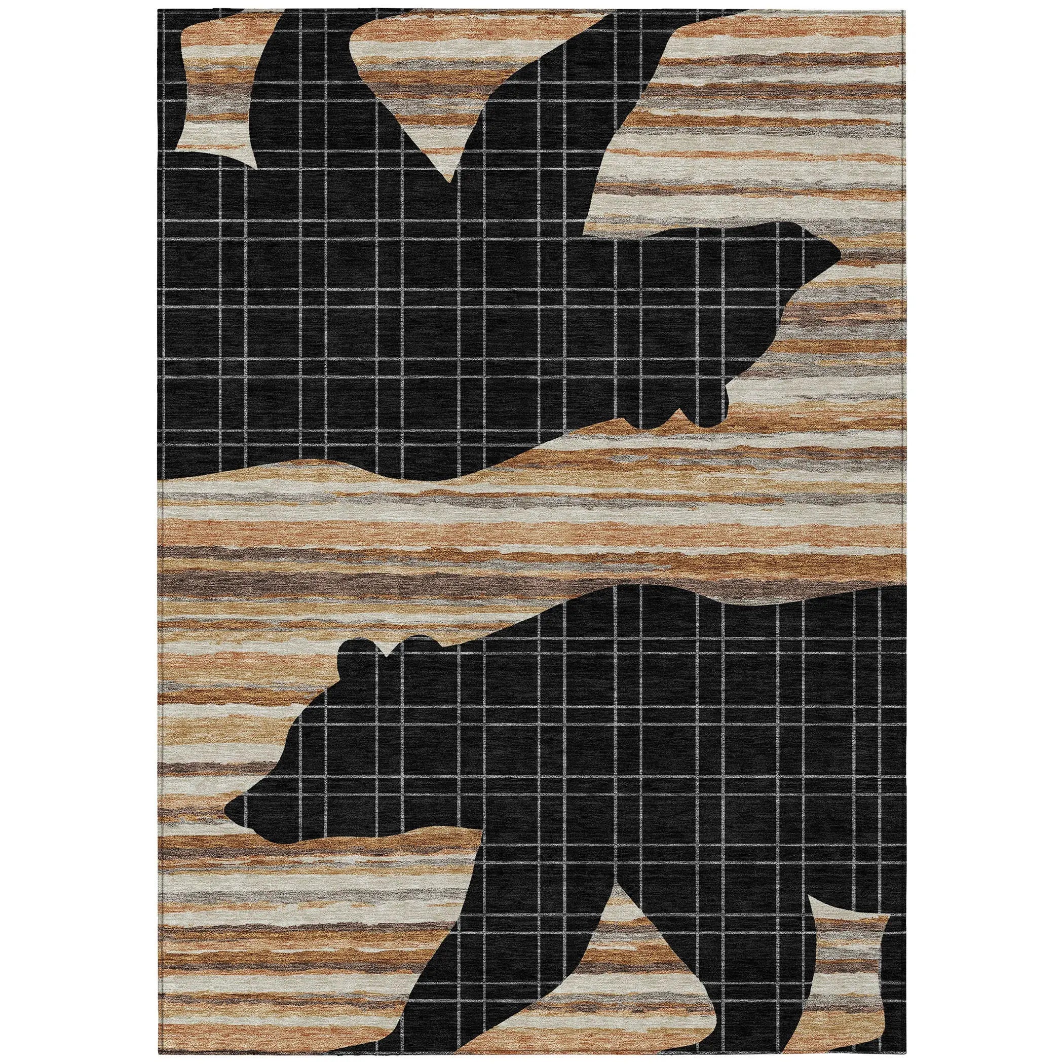 10' X 14' Black And Gray Abstract Washable Indoor Outdoor Area Rug Homeroots Outdoor