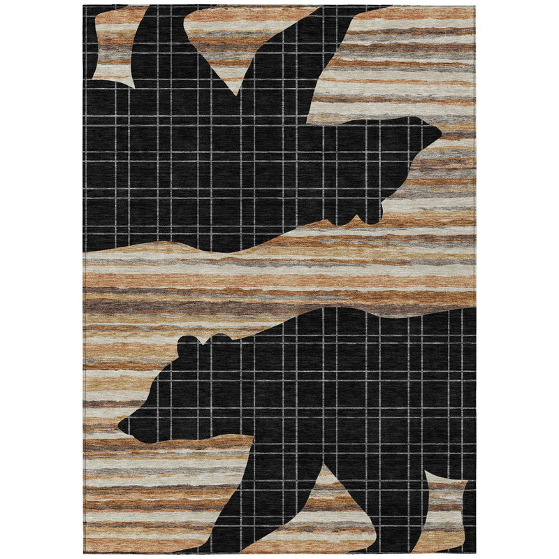 10' X 14' Black And Gray Abstract Washable Indoor Outdoor Area Rug Homeroots Outdoor