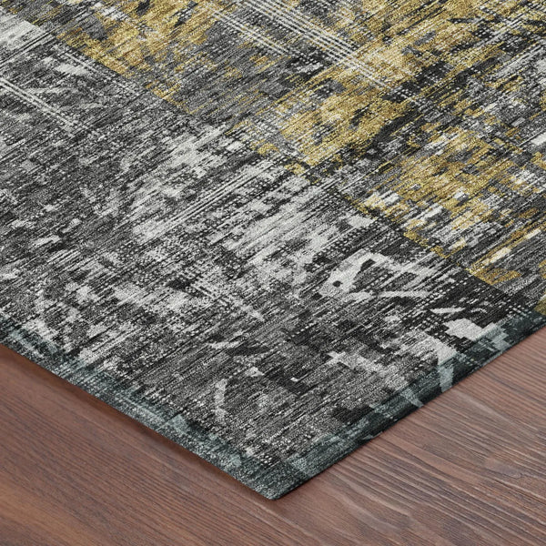 10' X 14' Black And Gray Abstract Washable Indoor Outdoor Area Rug Homeroots Outdoor