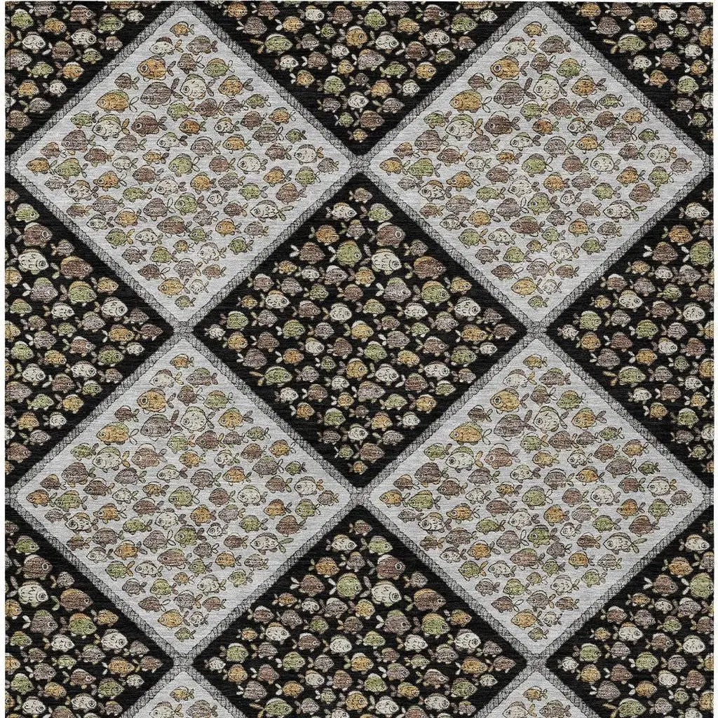 10' X 14' Black And Gray Abstract Washable Indoor Outdoor Area Rug Homeroots Outdoor