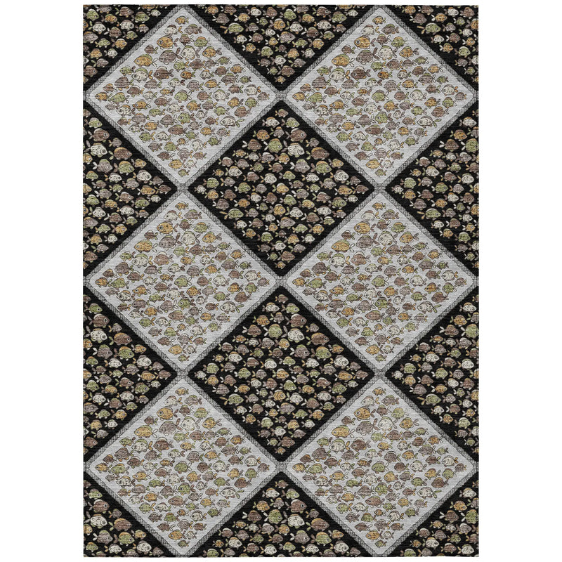 10' X 14' Black And Gray Abstract Washable Indoor Outdoor Area Rug Homeroots Outdoor