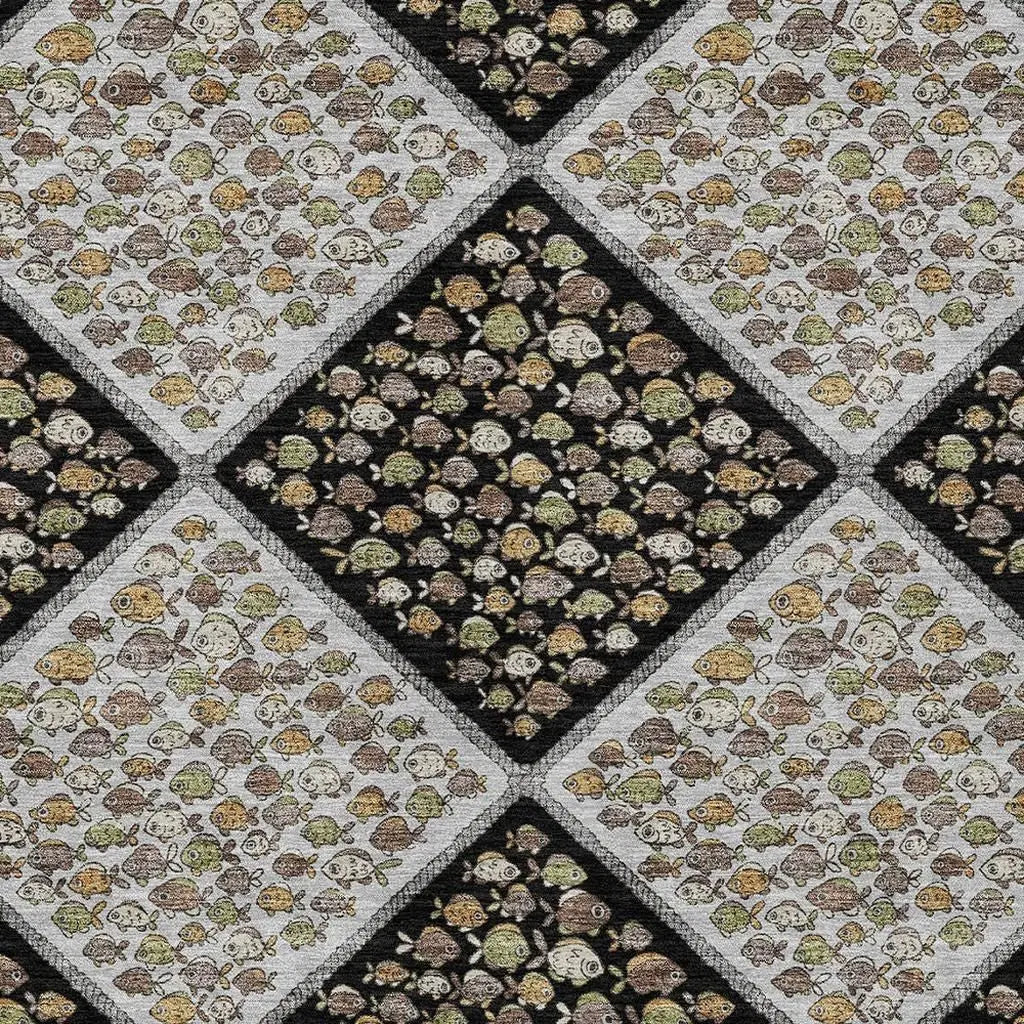 10' X 14' Black And Gray Abstract Washable Indoor Outdoor Area Rug Homeroots Outdoor