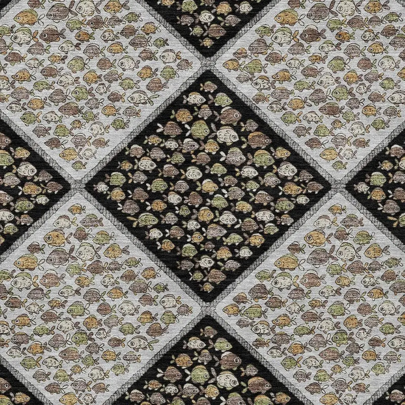 10' X 14' Black And Gray Abstract Washable Indoor Outdoor Area Rug Homeroots Outdoor