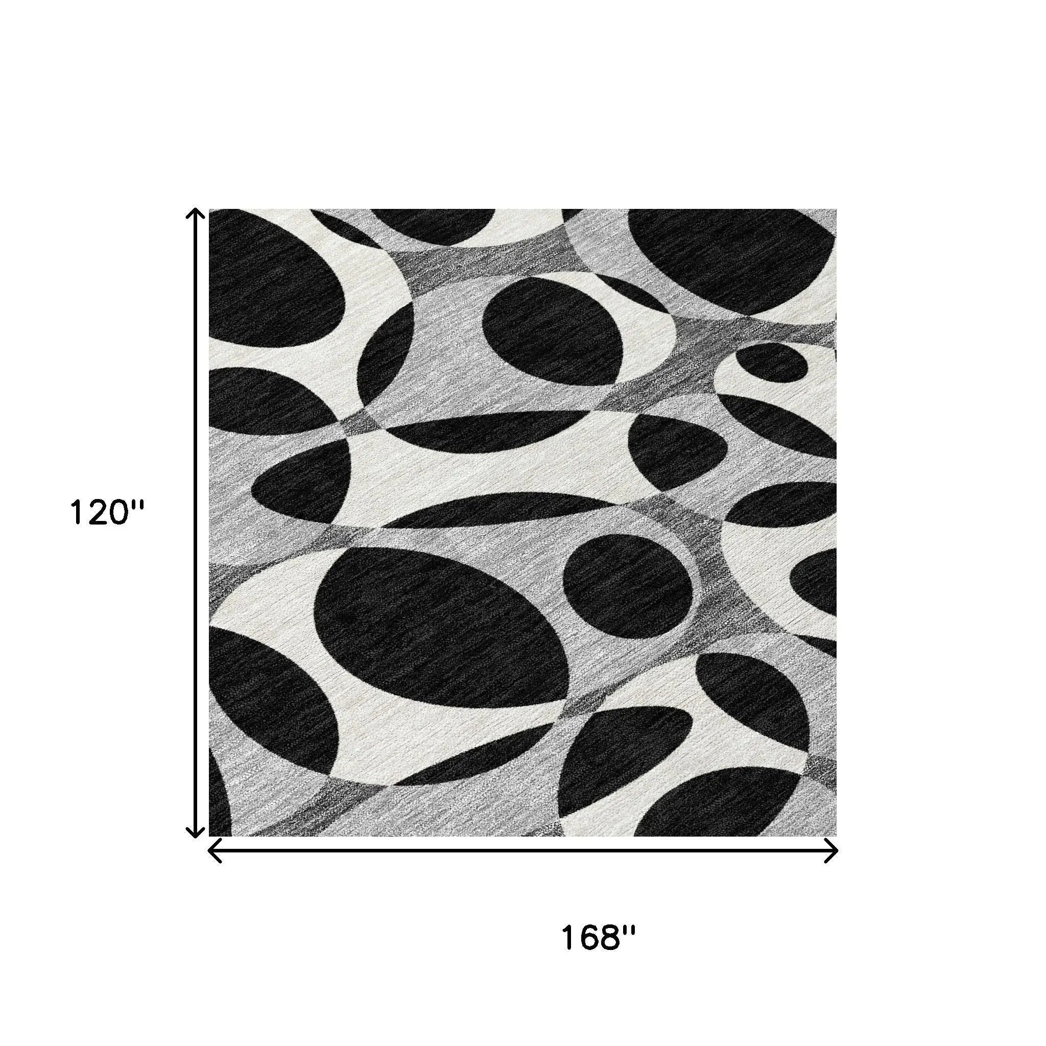 10' X 14' Black And Gray Abstract Washable Indoor Outdoor Area Rug Homeroots Outdoor