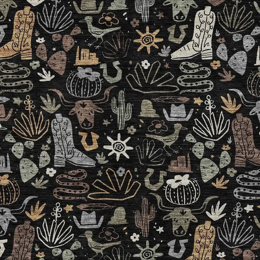 10' X 14' Black And Gray Cactus Washable Indoor Outdoor Area Rug Homeroots Outdoor