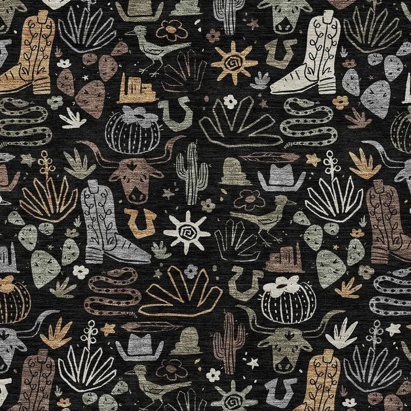 10' X 14' Black And Gray Cactus Washable Indoor Outdoor Area Rug Homeroots Outdoor
