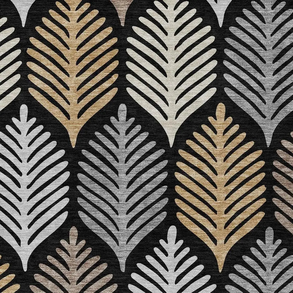 10' X 14' Black And Gray Floral Washable Indoor Outdoor Area Rug Homeroots Outdoor