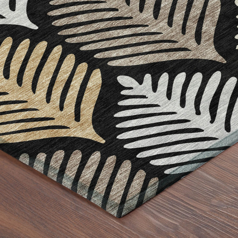 10' X 14' Black And Gray Floral Washable Indoor Outdoor Area Rug Homeroots Outdoor