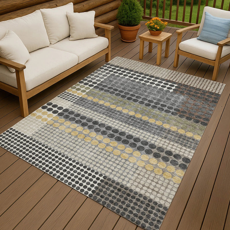 10' X 14' Black And Gray Geometric Washable Indoor Outdoor Area Rug Homeroots Outdoor