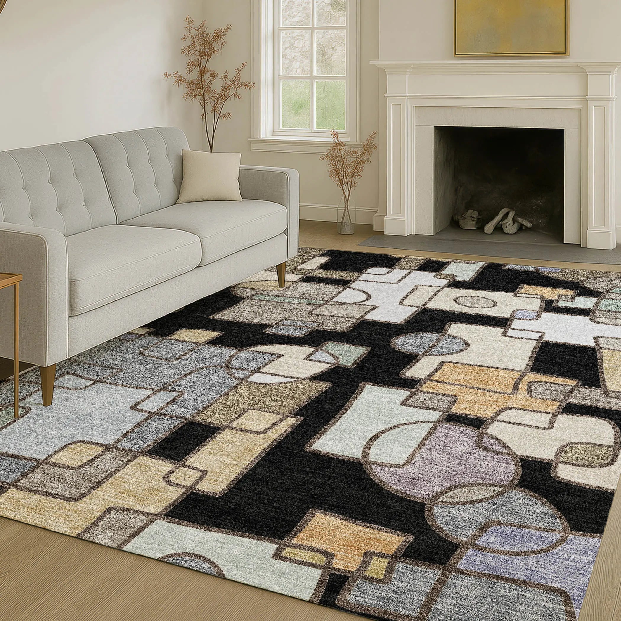 10' X 14' Black And Gray Geometric Washable Indoor Outdoor Area Rug Homeroots Outdoor