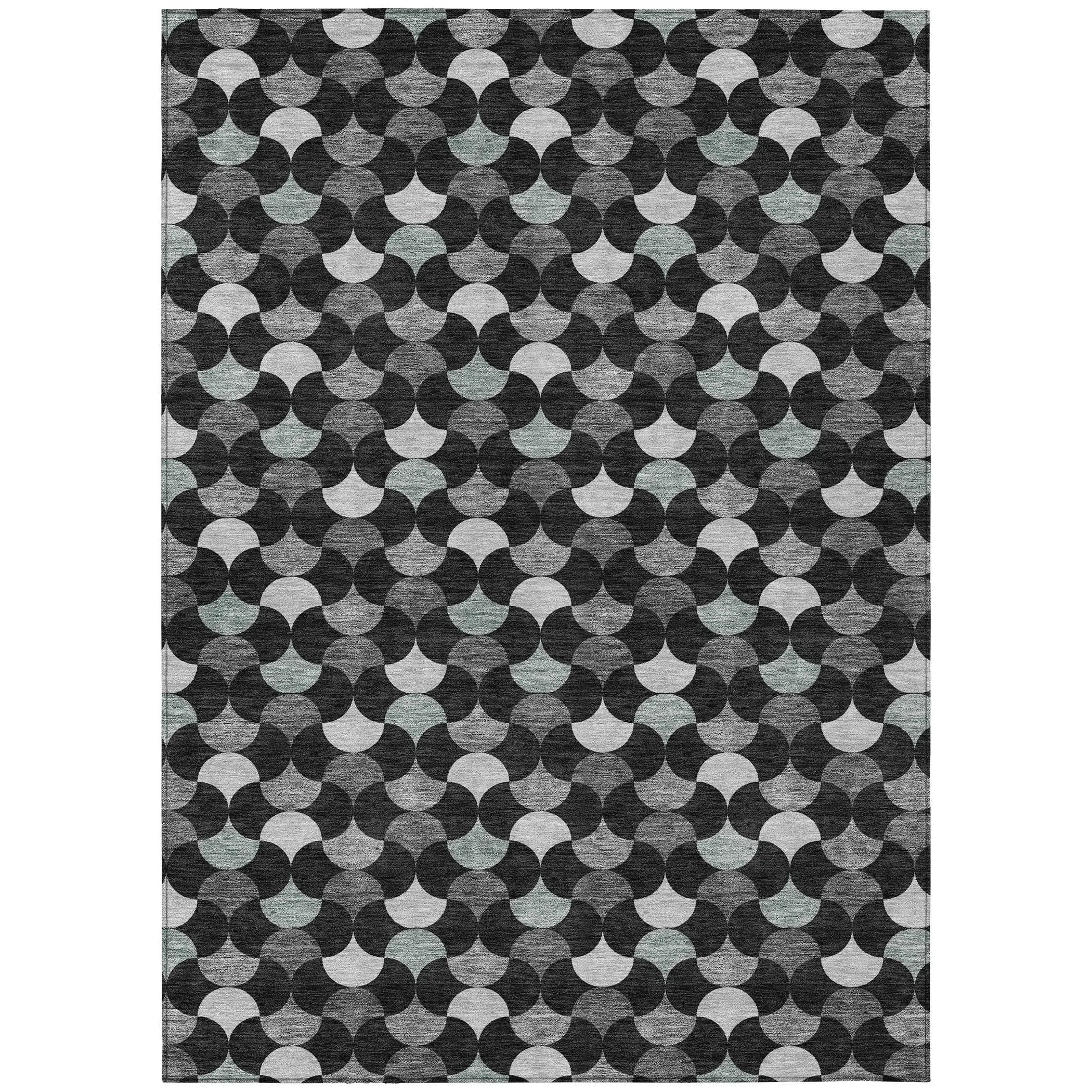 10' X 14' Black And Gray Geometric Washable Indoor Outdoor Area Rug Homeroots Outdoor