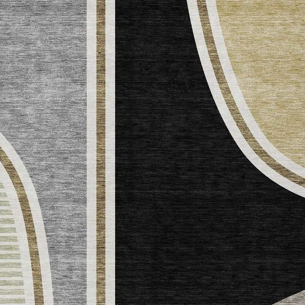10' X 14' Black And Gray Geometric Washable Indoor Outdoor Area Rug Homeroots Outdoor