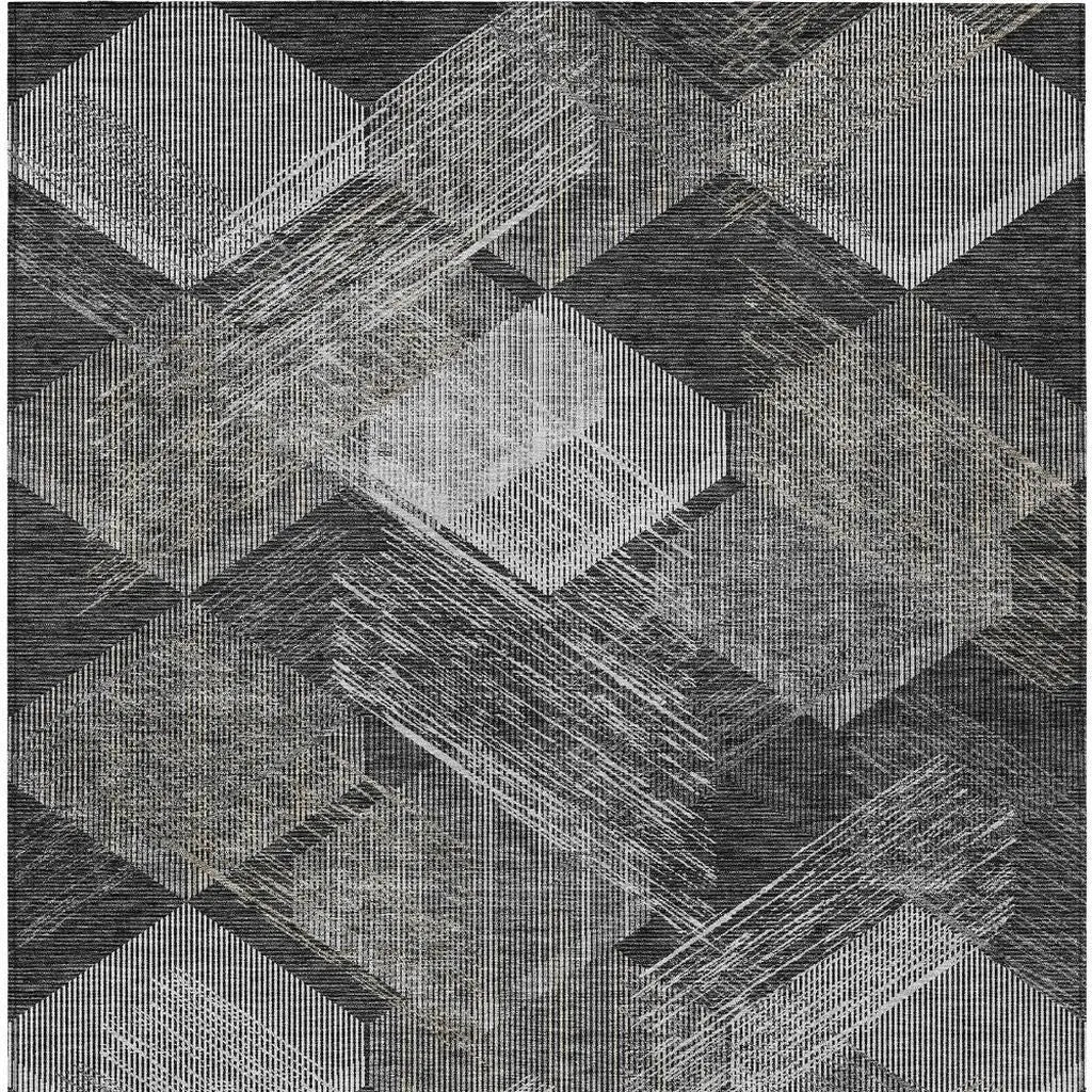 10' X 14' Black And Gray Geometric Washable Indoor Outdoor Area Rug Homeroots Outdoor