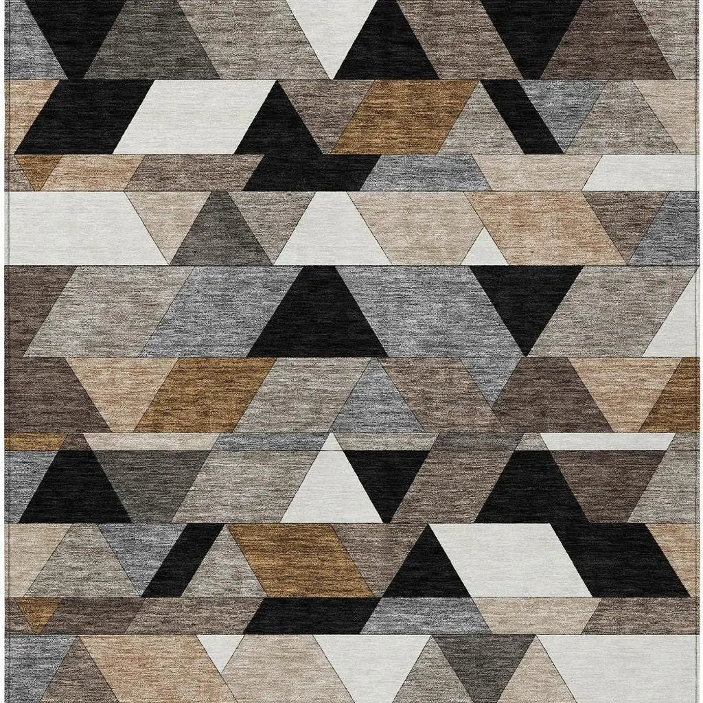 10' X 14' Black And Gray Geometric Washable Indoor Outdoor Area Rug Homeroots Outdoor