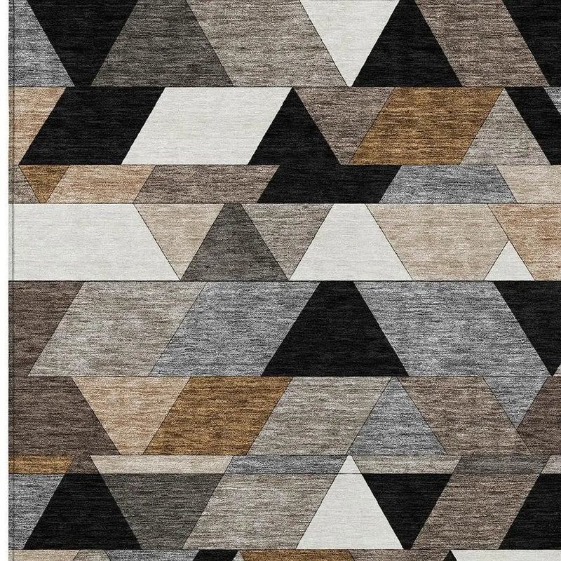 10' X 14' Black And Gray Geometric Washable Indoor Outdoor Area Rug Homeroots Outdoor