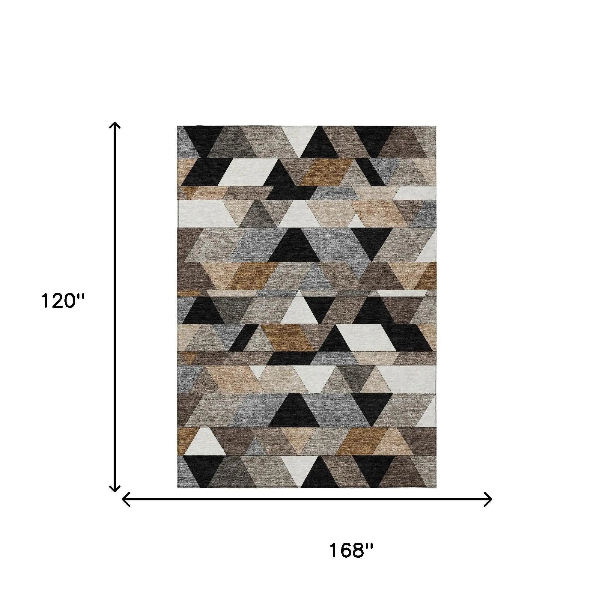10' X 14' Black And Gray Geometric Washable Indoor Outdoor Area Rug Homeroots Outdoor