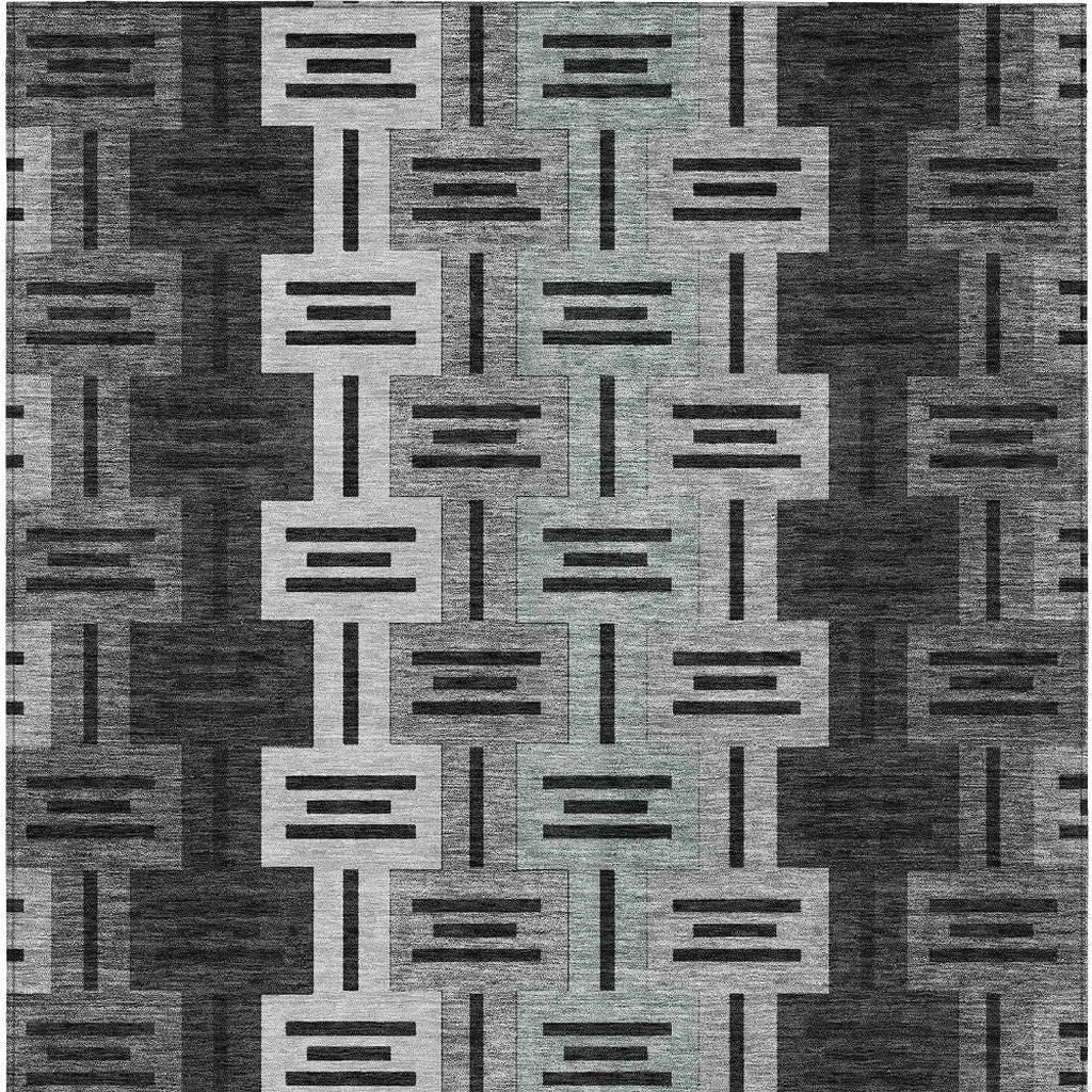 10' X 14' Black And Gray Geometric Washable Indoor Outdoor Area Rug Homeroots Outdoor