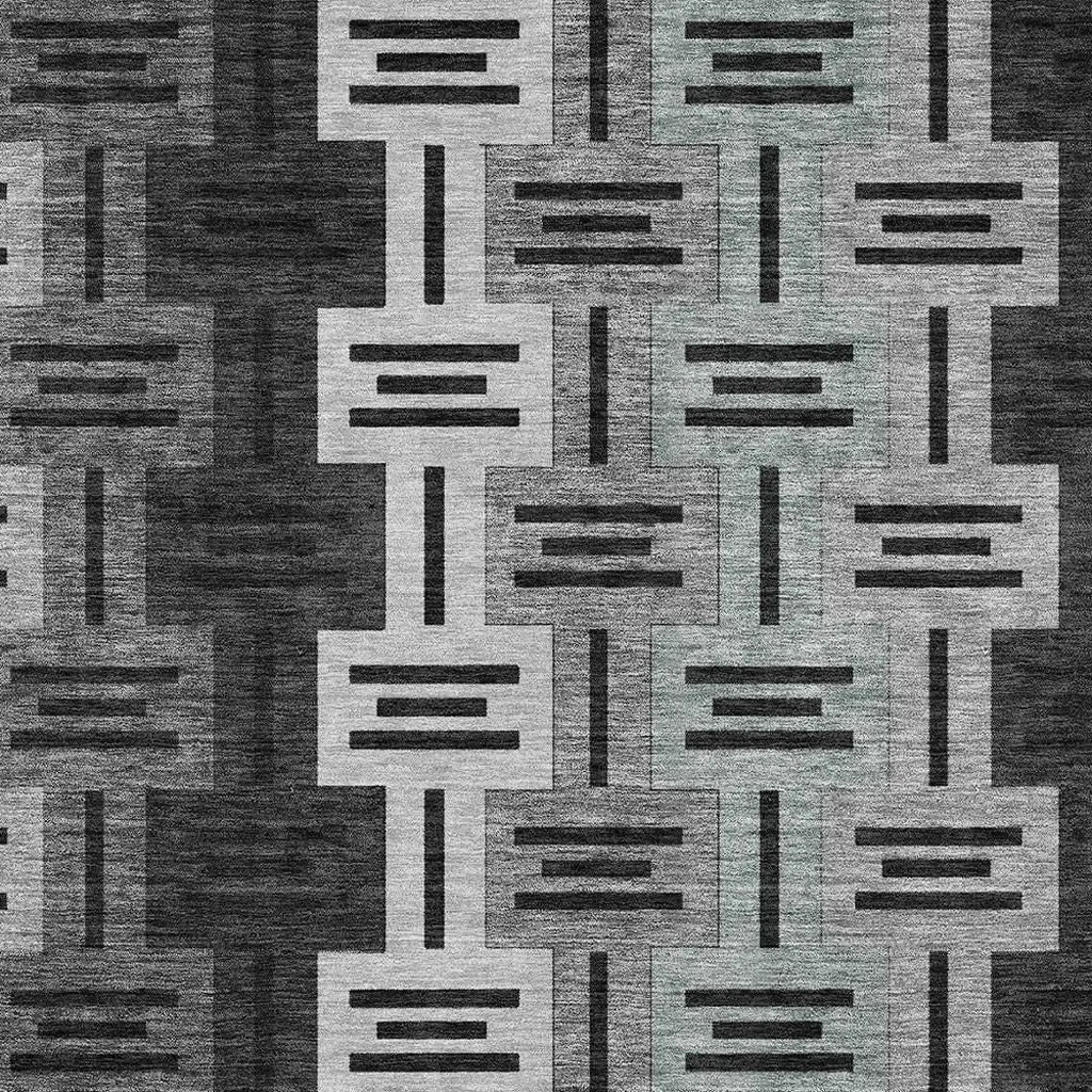 10' X 14' Black And Gray Geometric Washable Indoor Outdoor Area Rug Homeroots Outdoor