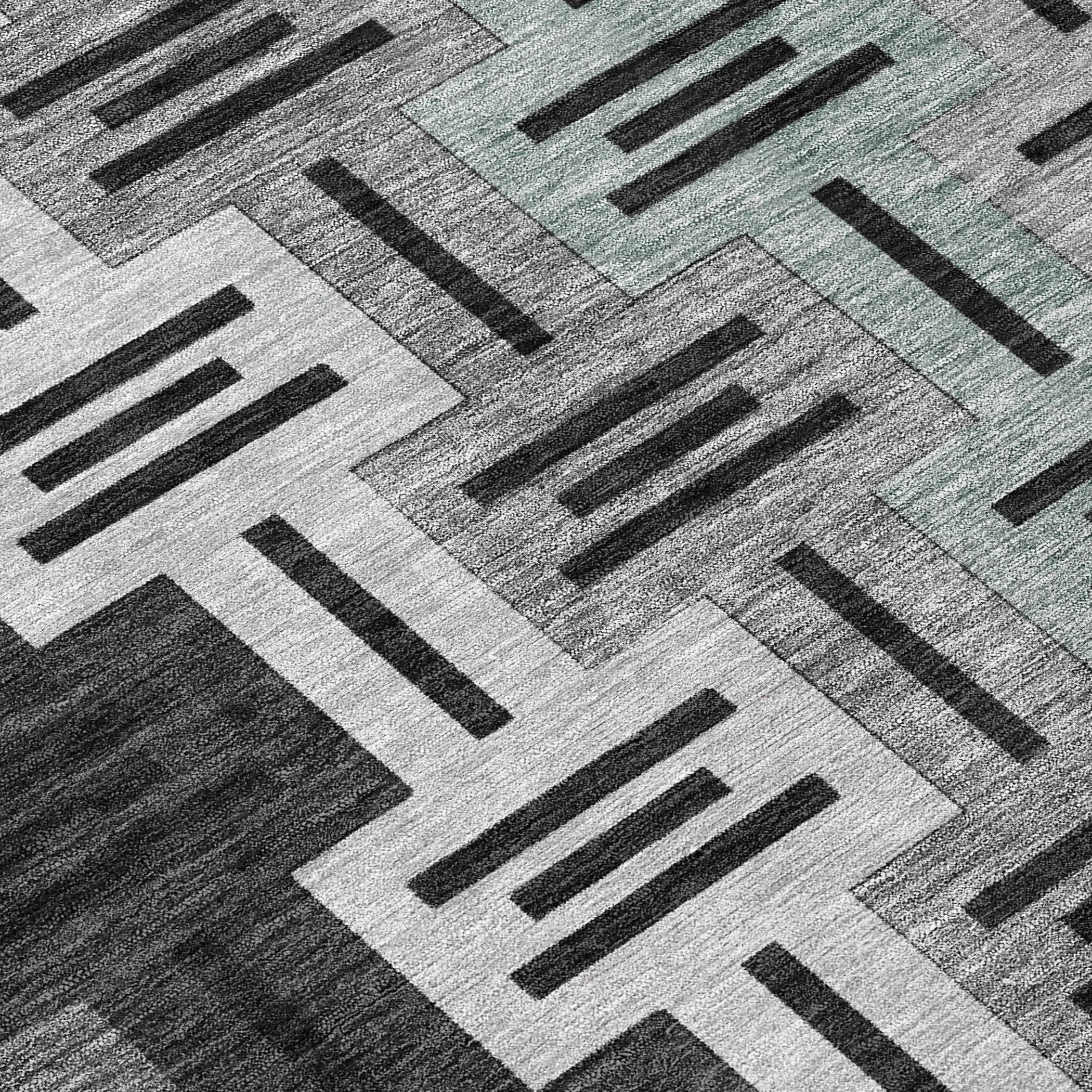 10' X 14' Black And Gray Geometric Washable Indoor Outdoor Area Rug Homeroots Outdoor