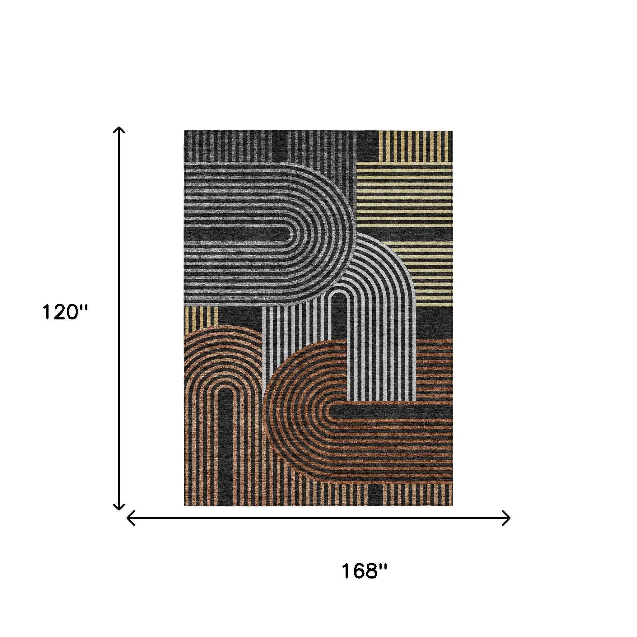 10' X 14' Black And Gray Geometric Washable Indoor Outdoor Area Rug Homeroots Outdoor