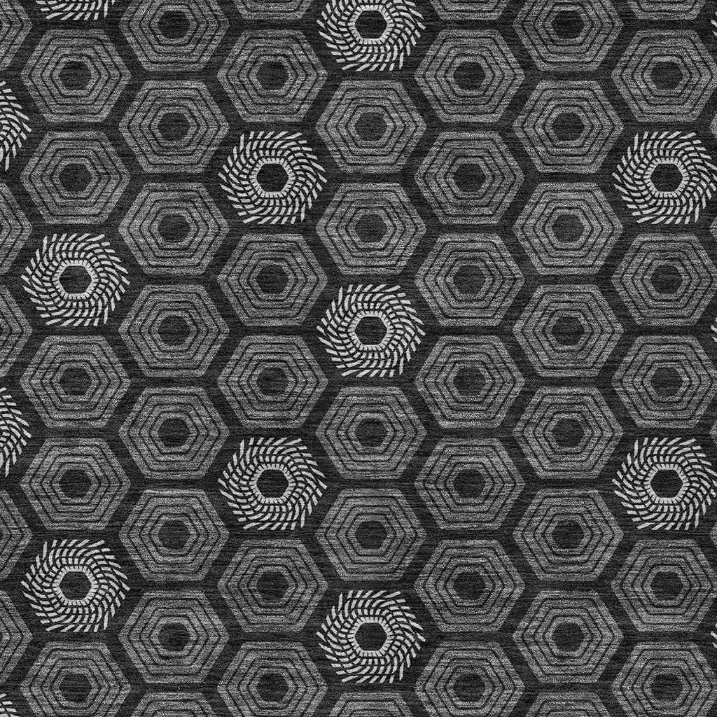 10' X 14' Black And Gray Geometric Washable Indoor Outdoor Area Rug Homeroots Outdoor