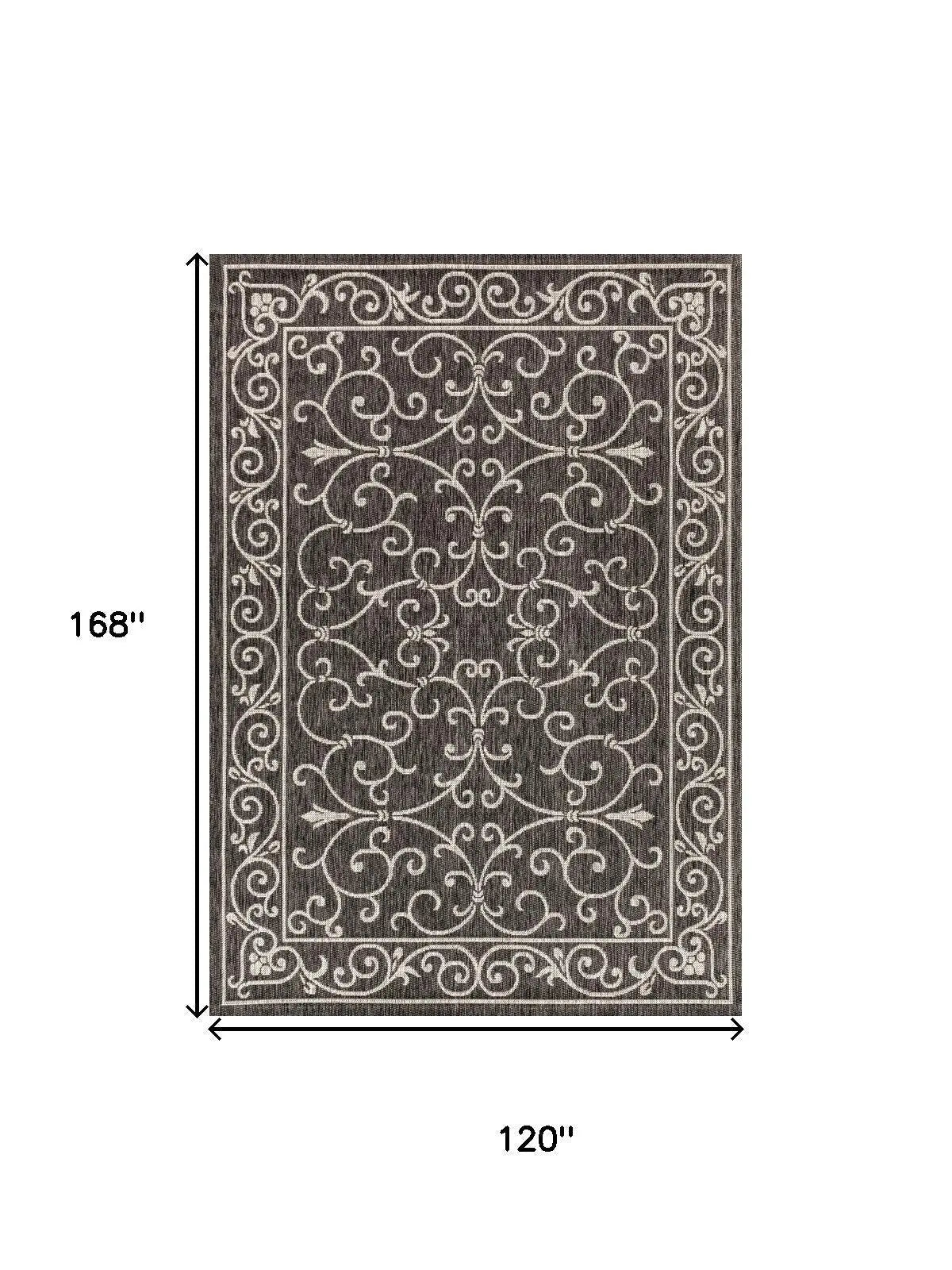 10' X 14' Black And Gray Medallion Indoor Outdoor Area Rug Homeroots Outdoor