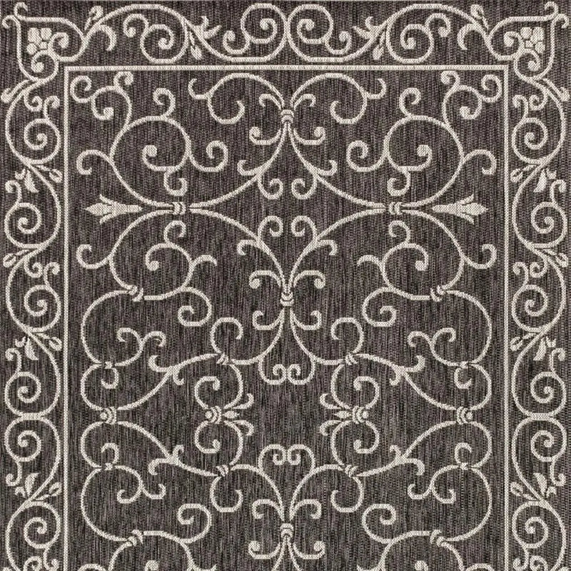 10' X 14' Black And Gray Medallion Indoor Outdoor Area Rug Homeroots Outdoor